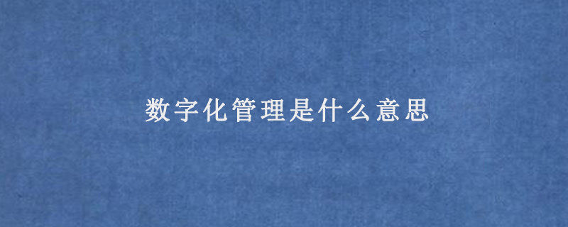 數(shù)字化管理是什么意思